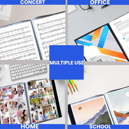 PERFORMORE Presentation Folder, 24 Pocket Presentation Display Book (Black) with Plastic Sleeves, 48 Pages Capacity for 8.5" X 11" Sheet Size Paper, Portfolio and Sheet Protector Binder (2)