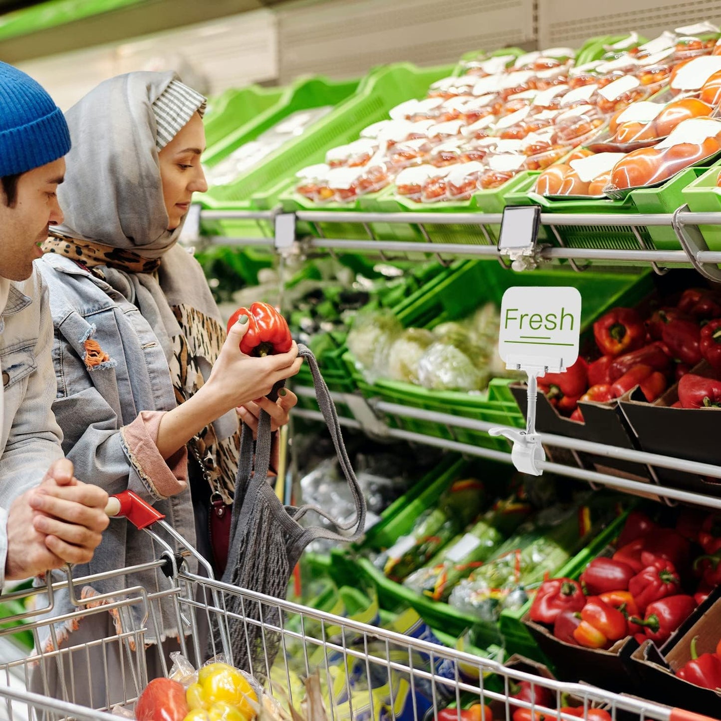 Merchandise Sign Clips Sign Holder Clips,20 Pack Rotatable Holding Clamp Sign Holder Clear Food Signs Clip Holder Swivel Price Signs Clip,Adjustable Clip Sign on Double Head Display Clips for Price Tag Display (White)