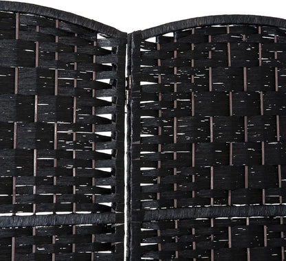 HOMCOM Room Divider 4 Panels Folding Privacy Screen 6FT Tall Portable Wicker Weave Partition Wall Divider for Bedroom Home Office, Black
