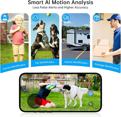 Security Cameras Wireless Outdoor,2K Color Night Vision AI Motion Detection Spotlight Siren Alarm,5G/2.4G WiFi Home Indoor Camera Two-Way Audio,Use Alone or with Recmoment HomeBase