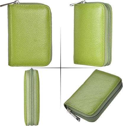 Easyoulife Genuine Leather Credit Card Holder Zipper Wallet With 26 Card Slots