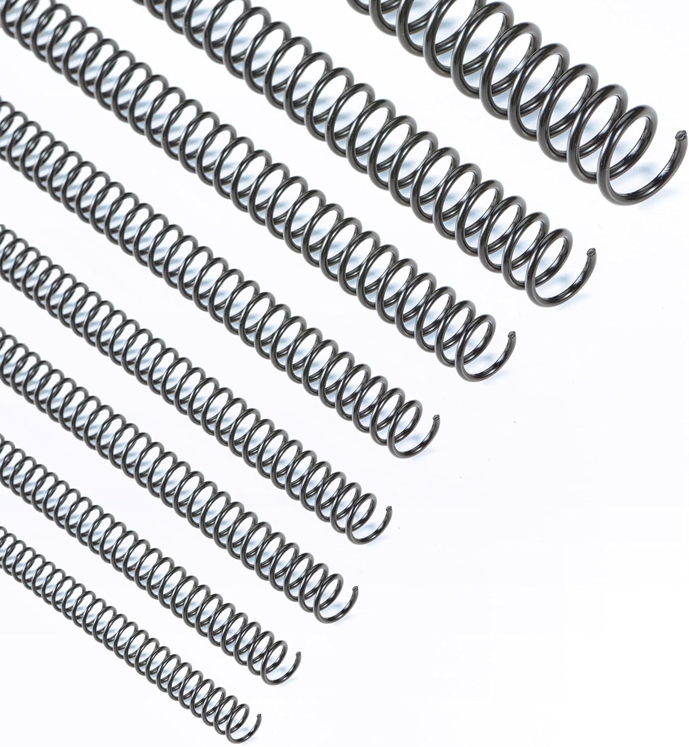Binditek 200 Pack Plastic Spiral Binding Coils,8 Different Sizes (1/4",5/16",3/8",1/2",9/16",5/8",3/4",1"), 4:1 Pitch, Black, for Letter Size