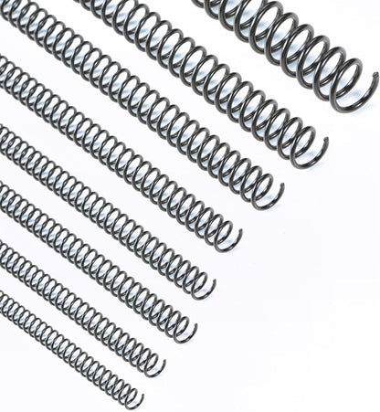 Binditek 200 Pack Plastic Spiral Binding Coils,8 Different Sizes (1/4",5/16",3/8",1/2",9/16",5/8",3/4",1"), 4:1 Pitch, Black, for Letter Size
