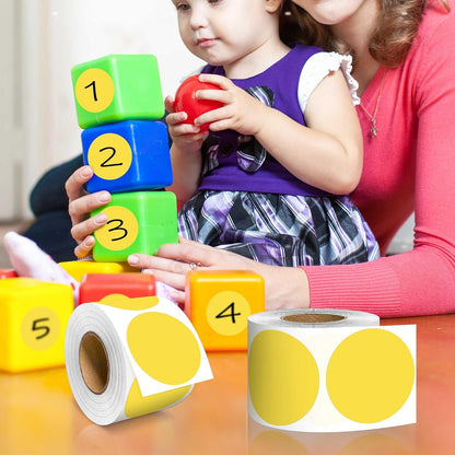PARLAIM 2 inch Round Color-Code Dot Sticker Labels, 4 Rolls 2000 Adhesive Label Pack in Dispenser Box, Yellow