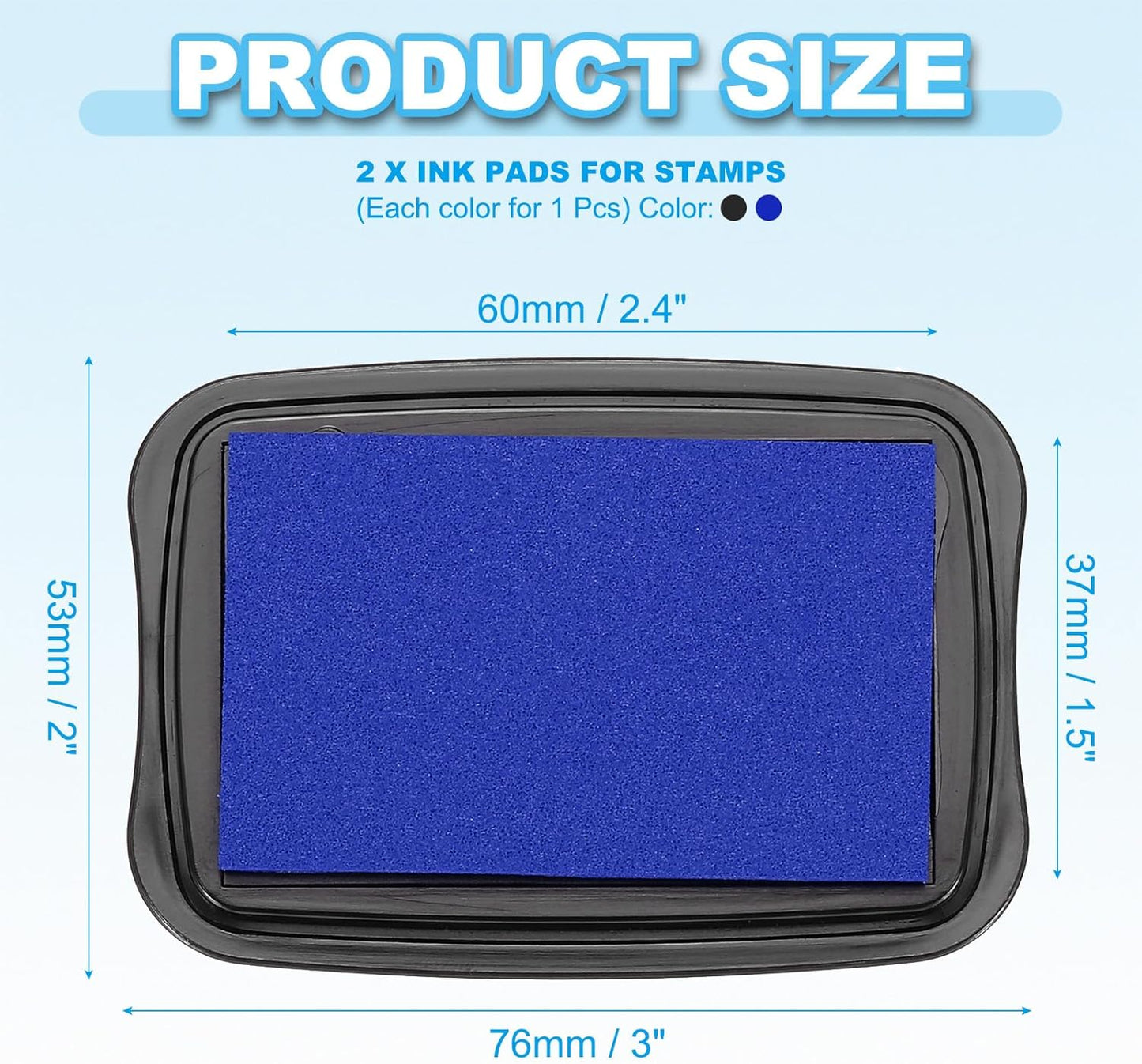 PATIKIL 3"x2" Large Stamp Pad, 2Pcs Washable Craft Ink Pad for Rubber Stamp Card Making Stamping Scrapbook Fingerprint Handprint, Dark Blue/Black