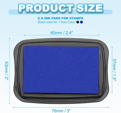 PATIKIL 3"x2" Large Stamp Pad, 2Pcs Washable Craft Ink Pad for Rubber Stamp Card Making Stamping Scrapbook Fingerprint Handprint, Dark Blue/Black
