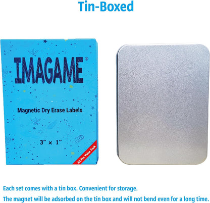 Magnetic Dry Erase Magnets Labels 3x1 inches, Reusable Name Tags, Organizing Schedules in Office/Classroom. Work on Fridge/White Board (Cyan 60Pcs)