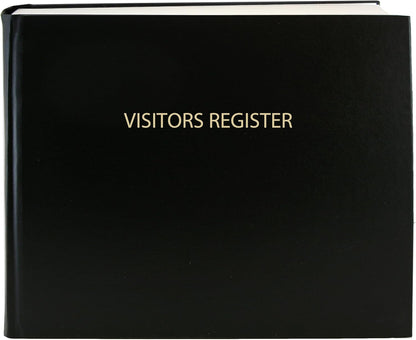 BookFactory Visitor Log Book Visitors Register Sign-in Book - 120 Pages, 8 7/8'' x 7'' - Black Cover, Section Sewn Hardbound (Made in USA)