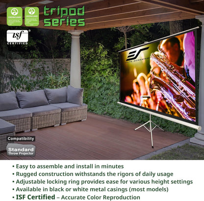Elite Screens Tripod Series, 100-INCH 4:3, Adjustable Multi Aspect Ratio Portable Indoor Outdoor Projector Screen, 8K / 4K Ultra HD 3D Ready, US Based Company 2-YEAR WARRANTY, T100UWV1 - Black