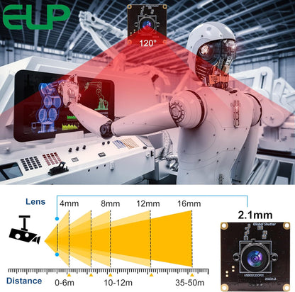 ELP High Speed Wide Angle Global Shutter USB Camera Module for Computer 1080P Mini UVC USB2.0 Webcam Board with 2.1mm Lens AR0234 High Frame 90fps Web PC Camera Board for Laptop Raspberry Pi
