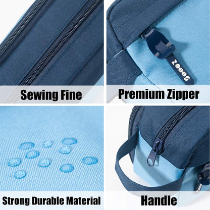 Sooez High Capacity Pencil Case, Big Pencil Bag Pouch Box Organizer Pen Case, Portable Journaling Supplies with Easy Grip Handle & Loop, Asthetic Supply for Girls Adults, Blue