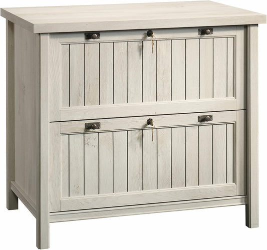 Sauder Costa 2 Drawer Lateral File Cabinet with Lock for Home Office, in Chalked Chestnut