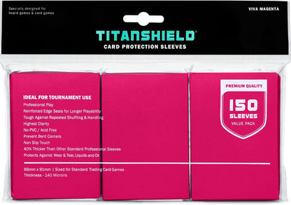 TitanShield Premium Viva Magenta150 Sleeves Standard Size Board Game Trading Card Sleeves Deck Protector for Magic The Gathering MTG, Baseball Collection, Dropmix