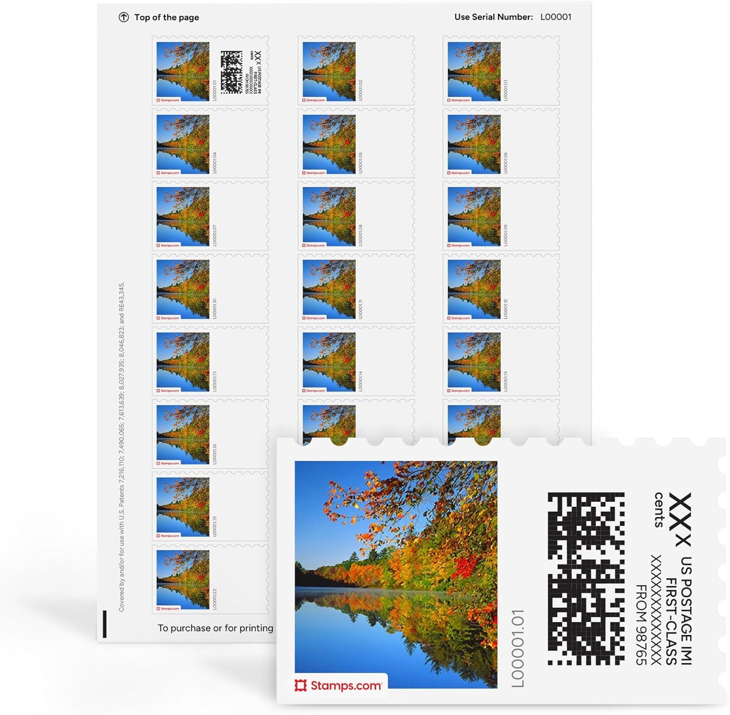 Fall River NetStamps 120-Pack (5 Sheets) Printable Postage Labels (Stamps.com Subscription Required) - Print Approved Postage - Inkjet & Laser Printers - Business, Personal, Home