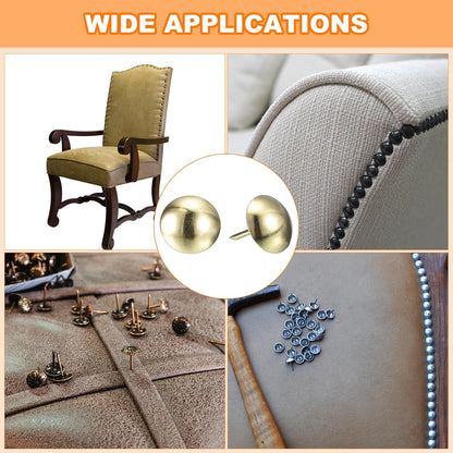 uxcell Upholstery Tack Nail Pins Furniture, 100Pcs 16x20mm Thumb Tack Pins Assortment Kit Carbon Steel for Home Sofa DIY Decorative Nail Heads Nails, Gold