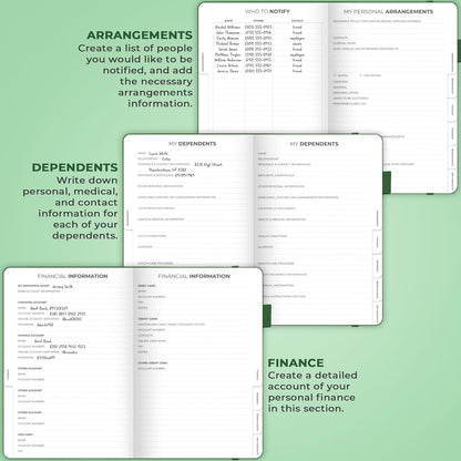 Clever Fox End of Life Planner – Final Arrangements Organizer for Beneficiary, Will Preparation, Last Wishes & Funeral Planning, A5 (Dark Green)