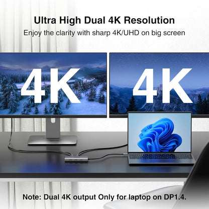 ABIWAZY USB C Docking Station Dual Monitor Adapter for Dell HP Laptop Docking Station 3 Monitors Quadruple Display USBC Hub Dongle to 4K HDMI,DP,VGA,3 USB2.0,100W PD, USB-C Dock for Lenovo,Surface