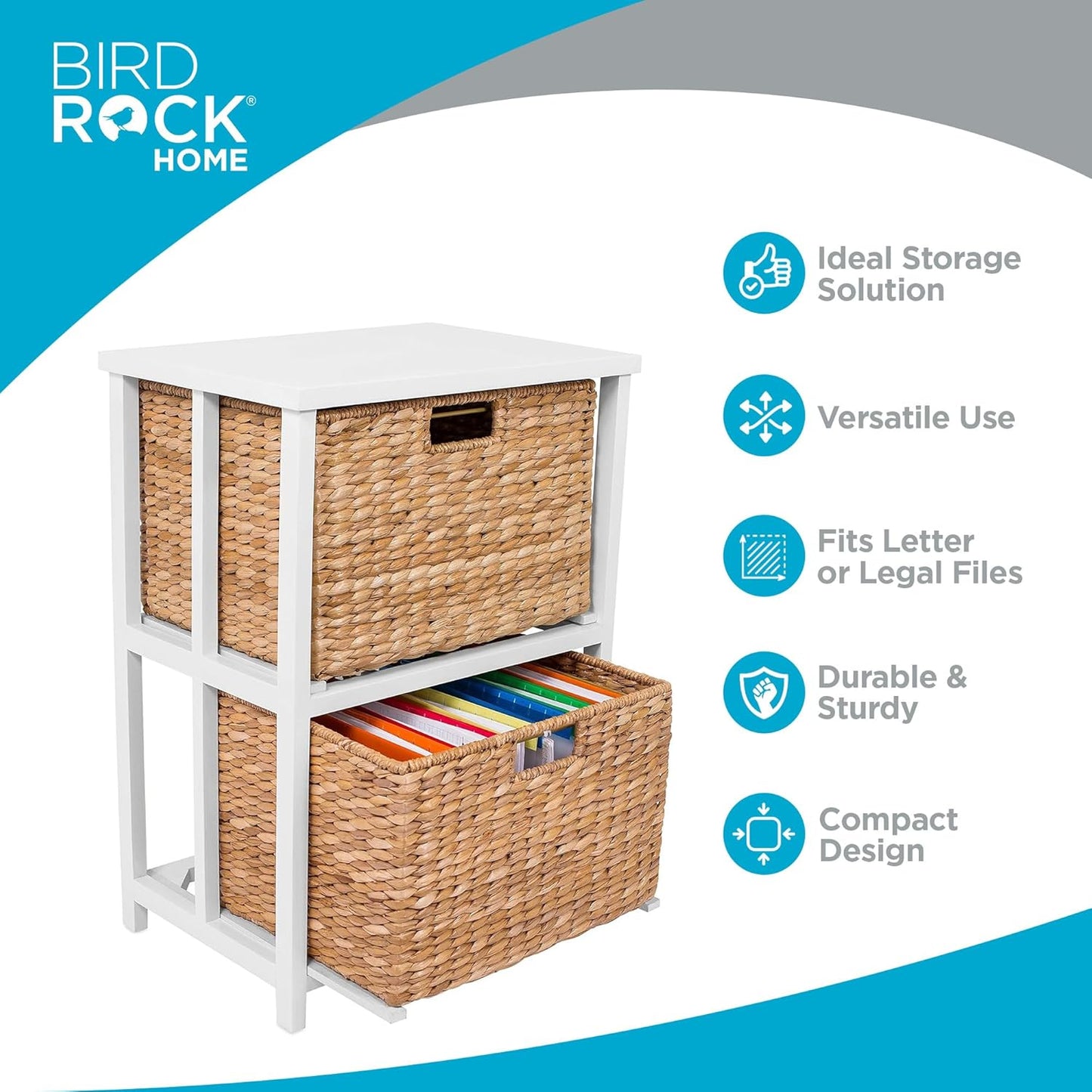 BirdRock Home Havana 2 Tiered file cubby with wood top (Natural)
