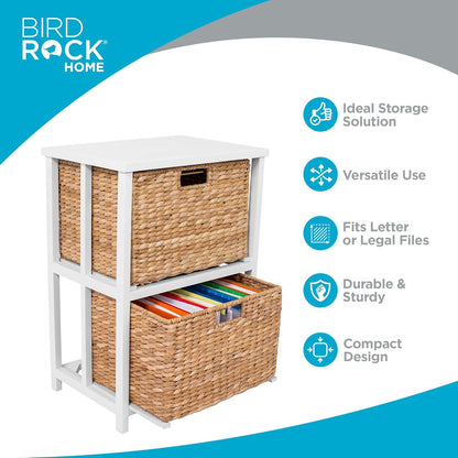 BirdRock Home Havana 2 Tiered file cubby with wood top (Natural)
