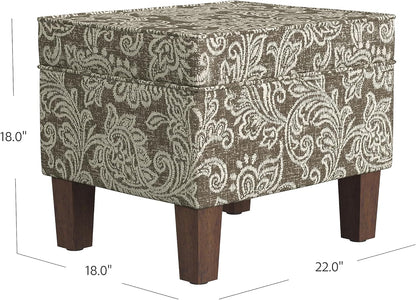 Home Decor | Dinah Collection Modern Storage Ottoman | Ottoman with Storage for Living Room & Bedroom(Brown Jacobean Print)