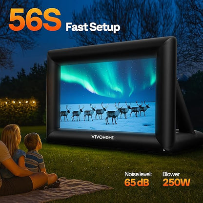 VIVOHOME 16 FT Inflatable Projector Screen for Outside, Blow Up Movie Screen Outdoor Use, Mega Large TV Screen with Carry Bag for Backyard, Triangular Back Support