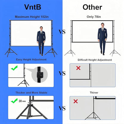 Outdoor Projector Screen with Stand, 150 inch Portable Projection Screen Wrinkle-Free 16:9 4K HD Rear Front Movie Screen with Carry Bag for Indoor Home Theater, Camping and Backyard Entertainment