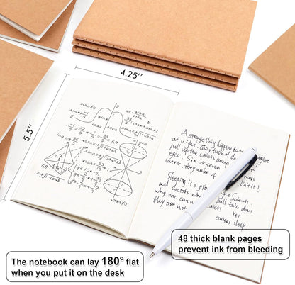 feela 170 Pack Blank Kraft Notebooks, Unlined Sketchbook Mini Cute Note Pad for Drawing Writing, Journal Bulk For Kids Students Office School Supplies, A6, 48 Pages, 4.25” X 5.5”, Brown