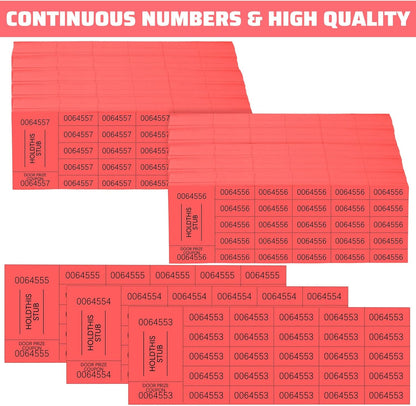Kosiz 2000 Sheets Raffle Ticket 25 Bid Chinese Auction Tickets Tricky Tray Basket Raffle Sheets for Back to School Class Rewards Carnival Door Prizes Events(Red)