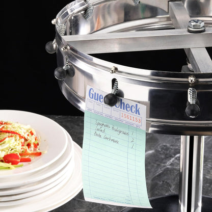 New Star Stainless Steel Order Wheel Ticket Holder, 12 Clips, 14-Inch Dia with 10-Inch Chrome Heavy Base, 1 Piece