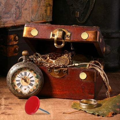 uxcell 100Pcs Upholstery Tacks, 11mmx15mm Flat Head Thumb Tack Decorative Furniture Nails Push Pins for Furniture Sofa Headboards, Red