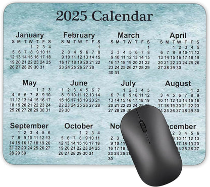Calendar Mouse pad,2025 Calendar Old Light Blue Background Natural Rubber Quality Creative Gaming Mouse Pad Rectangle Mouse Personalized Desk Mouse Pad 9.5 inch x 7.9 inch