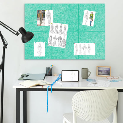 AKTOP Cork Board Bulletin Board 24"x36", 6 Pack Removable Felt Cork Board Tiles for Wall, Large Corkboard Notice Pin Board for Office, School & Home,24 Safe Adhesive Tabs, 20 Push Pins, Lake Blue