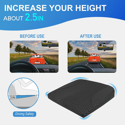 Car Seat Cushion, Comfortable Memory Foam Seat Pillow for Driving, Sciatica-Back Pain Relief, Cushion for Car-Truck, Office, Wheelchair - Mesh Black