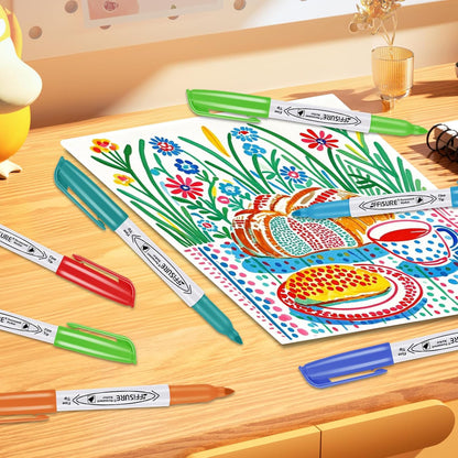 Permanent Markers Assorted Colors Set, 8 Colored Markers 8 Pack, Fine Point，Works on Wood, Plastic, Metal, and More, for Adults, Artist, Taecher, Kids