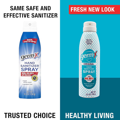 Germ-X Hand Sanitizer Spray, Non-Drying & Moisturizing with Vitamin E, Instant and No Rinse Formula, Fresh Citrus Scent, Back to School Supplies, Paraben Free, 5.5 Oz (Pack of 6)