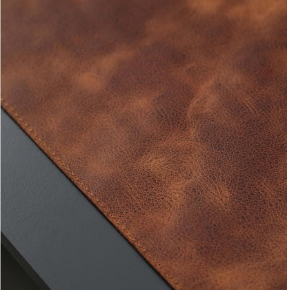 Jersey Genuine Calfskin Leather Desk Pad, Office Desk Mat with Non-Slip Bottom, Smooth Surface for Mouse & Keyboard, Desk Protector (14.6x31.5 inches) (Antic Tan)