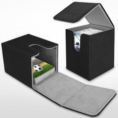 Mlikero 4 Pack Card Deck Box, Commander Deck Box Holds 400+ Single Sleeved Cards with 4 Dividers, Leather Magnetic Card Box Fit for MTG, TCG