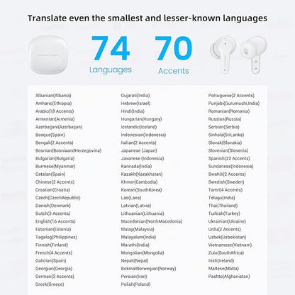 M3 AI Translation Earbuds Real Time, Language Translator Device in 144 Languages, 3-in-1 Offline Two-Way Audífonos Traductores, Live Translate Headphones, No Subscription Required (White)