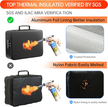 GIANTLUMl 5200°F Fireproof Document Box with Lock,Safe Fireproof Document Bag for Home&Office,Important Documents Organizer,Safety Storage Box Waterproof,8 Layers File Organizer,Portable Travel Safe