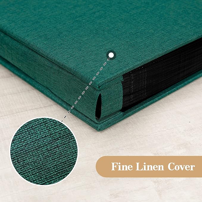 potricher Small Photo Album 4x6 300 Photos Linen Cover Picture Photo Book for Family Wedding Anniversary Baby Vacation (Dark Green,300 Pockets)