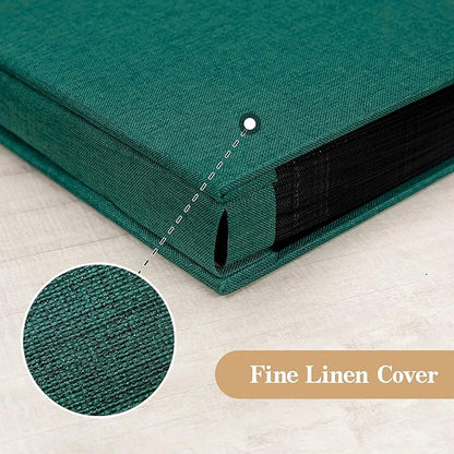 potricher Small Photo Album 4x6 100 Photos Linen Cover Picture Photo Book for Family Wedding Anniversary Baby Vacation (Dark Green,100 Pockets)