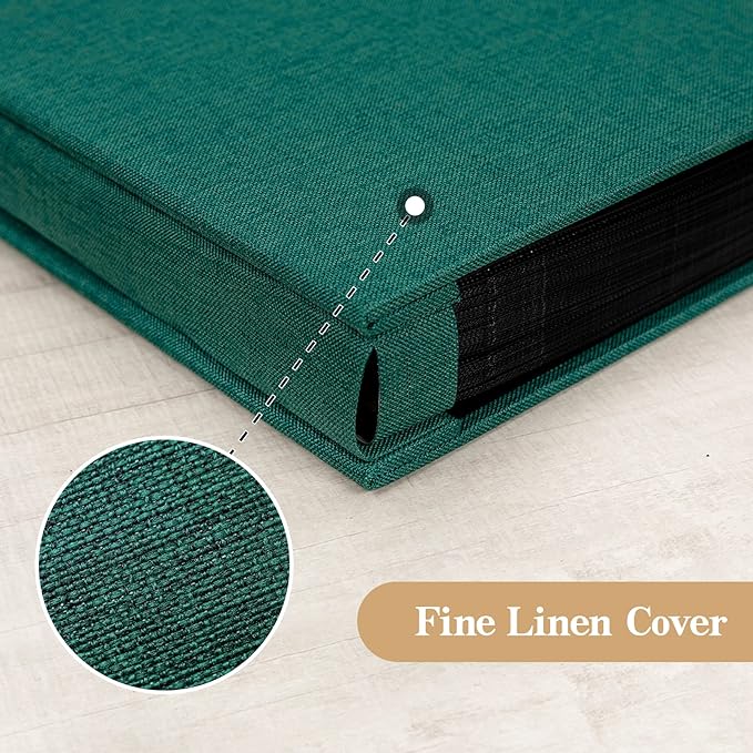 potricher Linen Hardcover Photo Album 4x6 600 Photos Large Capacity for Family Wedding Anniversary Baby Vacation (Dark Green, 600 Pockets)