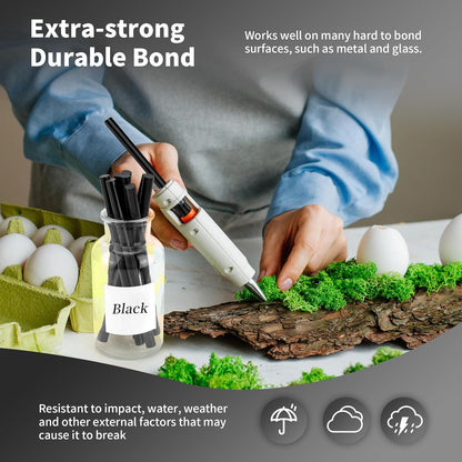 MATUFF Black Hot Glue Sticks Full Size 0.43” Dia x 8” Long, 20 pcs Hot melt Adhesive Glue Sticks, All-Purpose Glue Gun Sticks for DIY Black Crafting Arts and Wedding Cards, Stamp Sealing