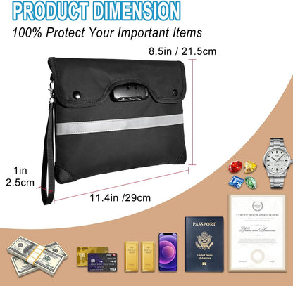 HOMELYLIFE Fireproof Money Bag,A4(15*11.8'') 6200°F Fireproof,Waterproof,Extra Thick Fireproof Cotton Lined for Home/Office Use,Secure Storage for Valuables,ash,Contracts,Jewelry & Important Documents