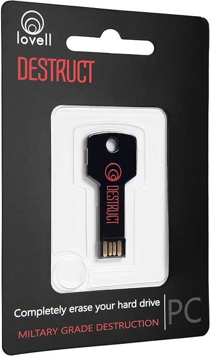 DESTRUCT USB Gadget - Military Grade Hard Drive Wiper - Permanently Erase All Data on PC and Laptops Before Selling
