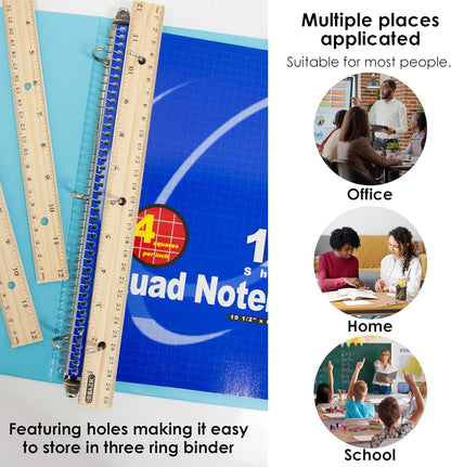 BAZIC Wooden Ruler 12" (30cm), Singel Metal Edge, Inches Centimeter Metric Measuring Drafting Rulers, for Students School Supplies (3/Pack), 24-Packs