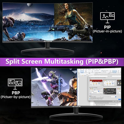 34 Inch Curved Ultra Wide WQHD 4K (3440 × 1440) Gaming Monitor, 165Hz 1500R-PIP/PBP, 1ms (MPRT), HDR400, DCI-P3 95%,FreeSync & G-Sync, 2 x DP 1.4 and 2 x HDMI 2.0, Tilt Height Adjustment