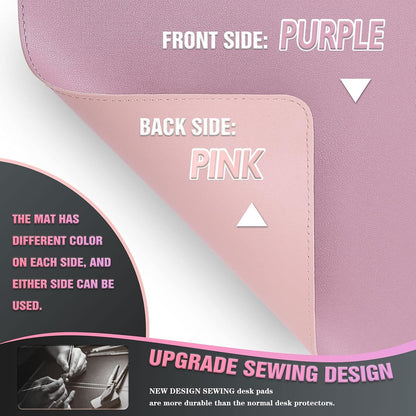 K KNODEL Desk Mat, Blotter, Dual-Sided Office Desk Pad, Waterproof Desk Mat for Desktop, Desk Blotters, PVC Leather Pad Protector (Purple, 35.4" x 17")