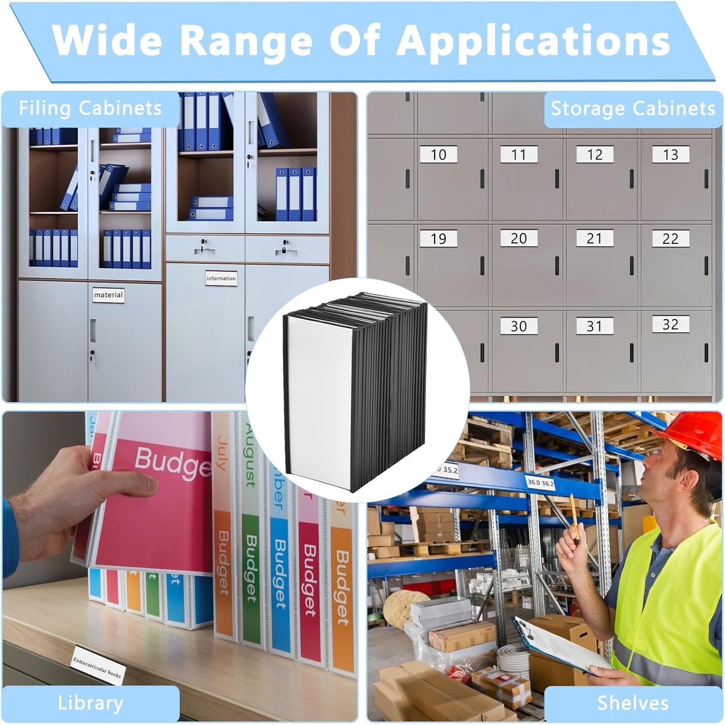 30 Pcs Magnetic Label Holder, 4 x 2 Inch C Channel Label Holders, Magnetic Data Card Holders with 60 White Card Inserts for Metal Shelf, Whiteboard, File Cabinet