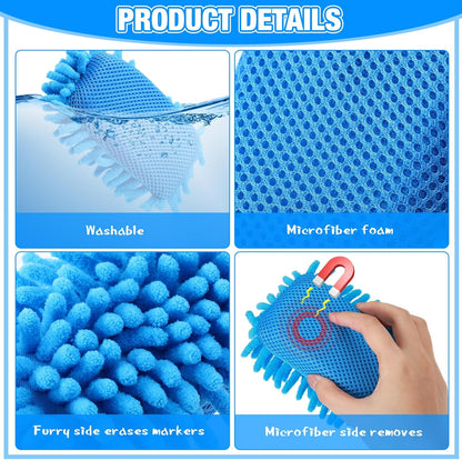 Sherr 18 Pcs Microfiber Shag Magnetic Dry Erase Erasers Washable School Whiteboard Eraser Bulk Colorful White Board Eraser for Chalk Markers Home Classroom Office (Rainbow Color)